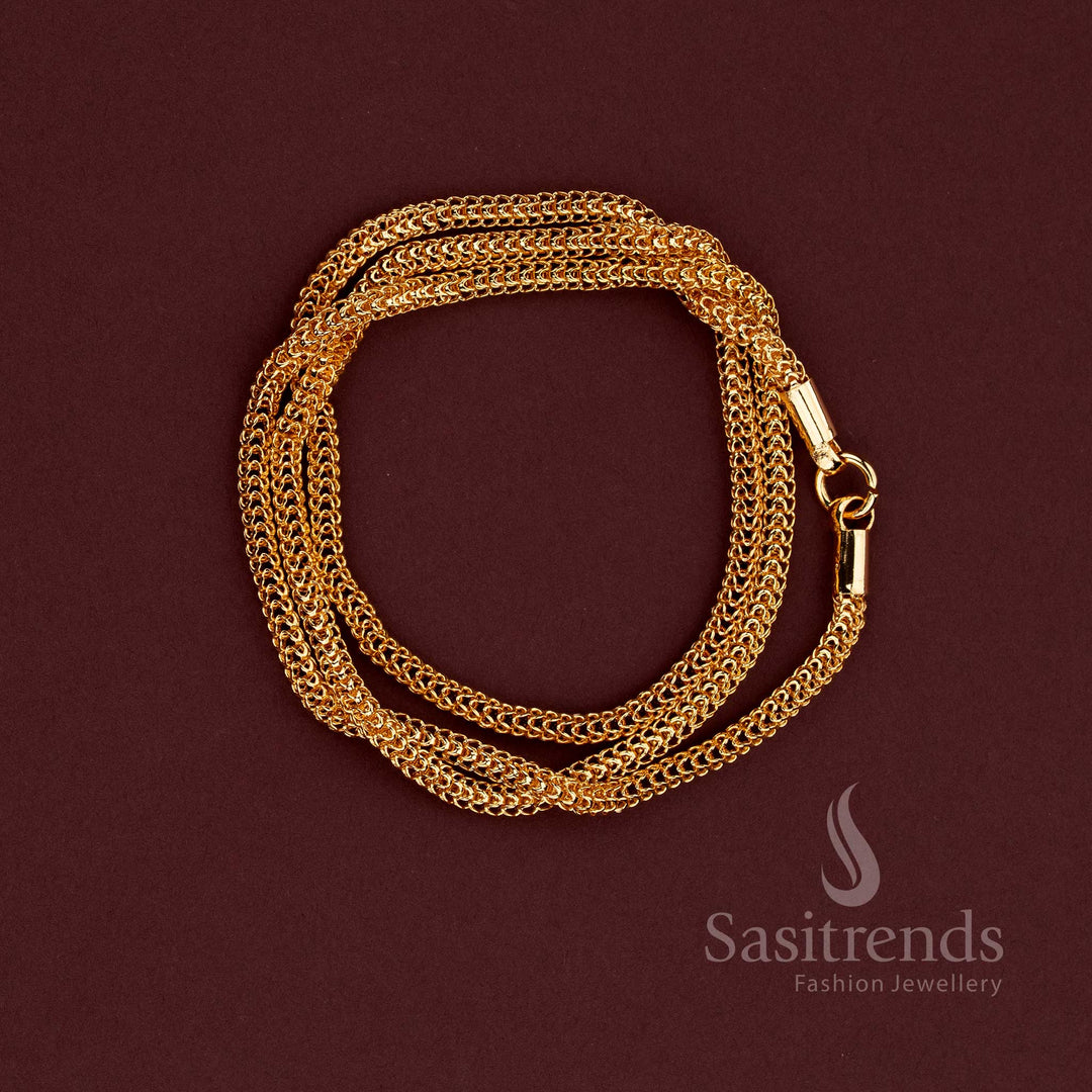 24K Micro Gold Plated woven chain suitable for Palakka pendants and festive jewellery - Sasitrends