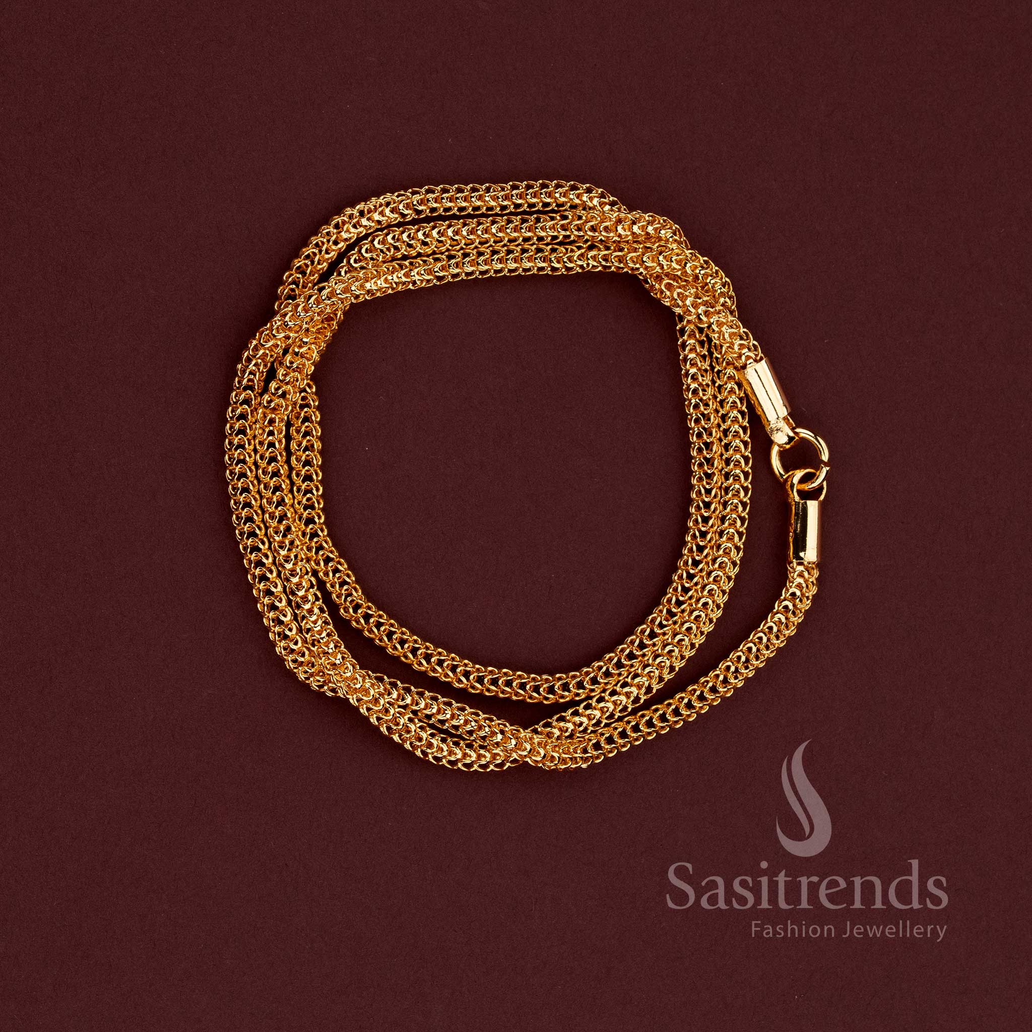 24K Micro Gold Plated woven chain suitable for Palakka pendants and festive jewellery - Sasitrends