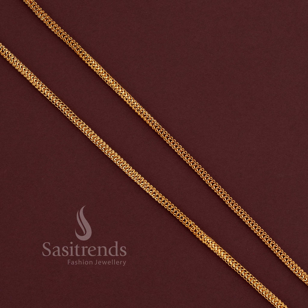 24K Micro Gold Plated woven chain suitable for Palakka pendants and festive jewellery - Sasitrends