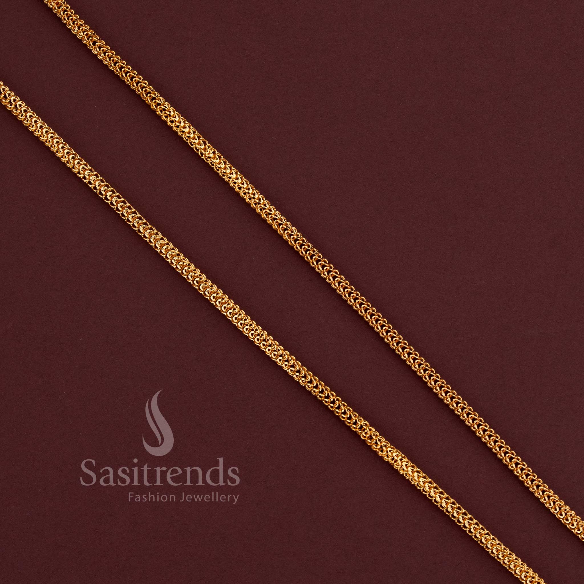 24K Micro Gold Plated woven chain suitable for Palakka pendants and festive jewellery - Sasitrends
