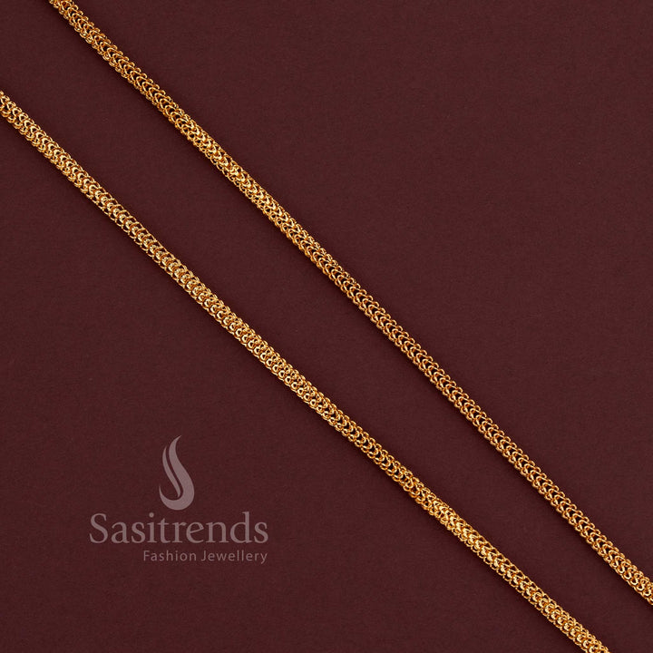 24K Micro Gold Plated woven chain suitable for Palakka pendants and festive jewellery - Sasitrends
