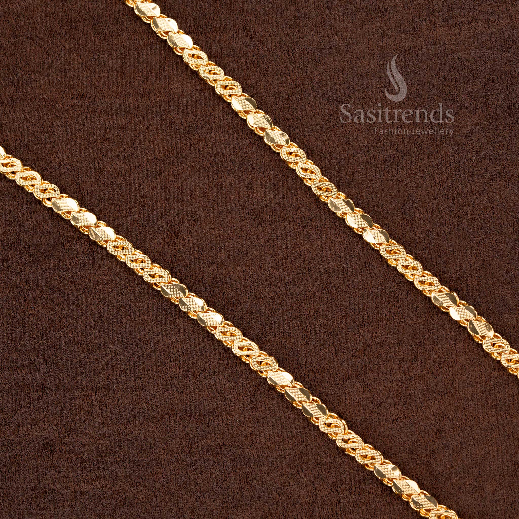 Luxury One Gram Gold Plated S Cut Chain – A premium bridal and party wear jewellery piece with a sophisticated and elegant finish - Sasitrends