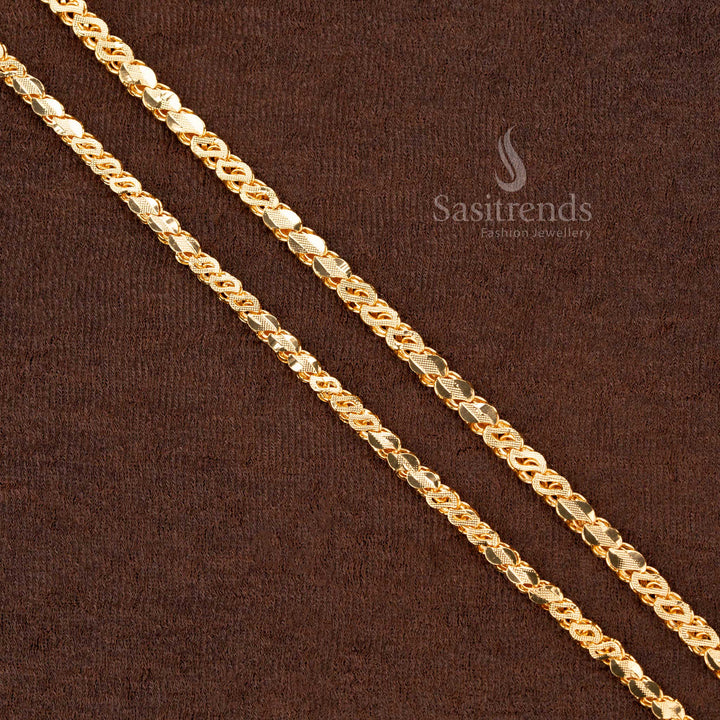 Exquisite One Gram Micro Gold Plated S Cut Designer Chain – A luxurious wedding celebration jewellery piece with a dazzling finish - Sasitrends