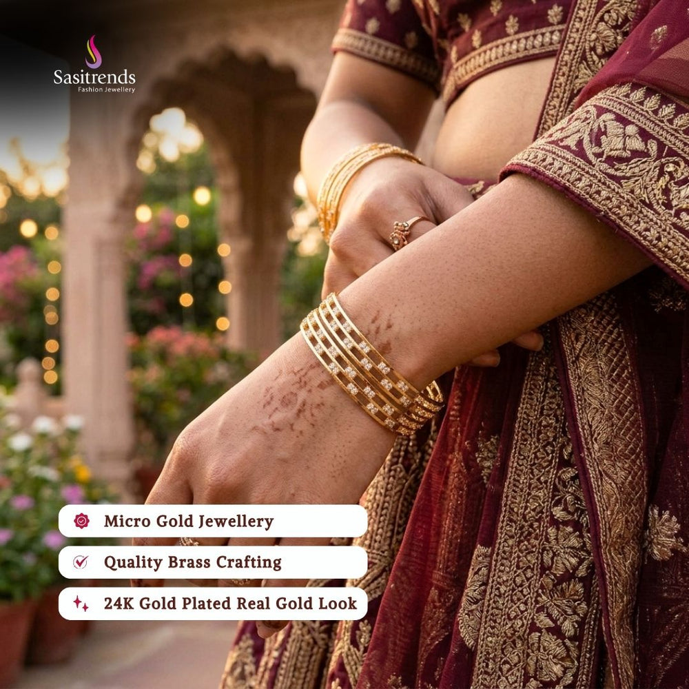 Guaranteed Micro gold plated AD stone bangles model image - Sasitrends