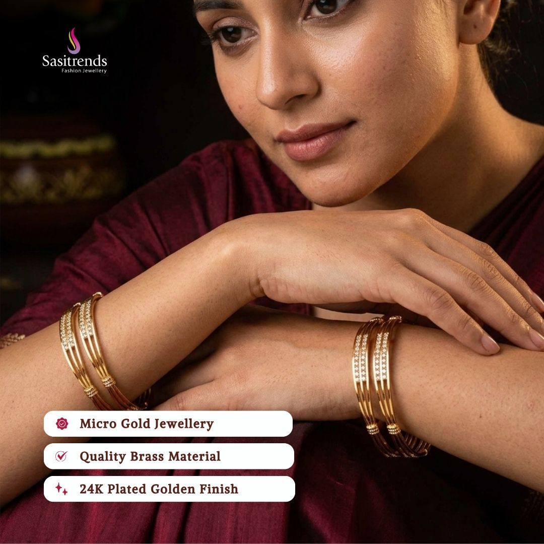Guaranteed Micro gold plated AD stone bangles model image - Sasitrends