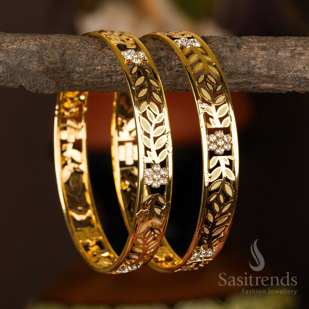 Traditional Micro Gold Plated Floral Pattern Bangles Sasitrends Online Shopping