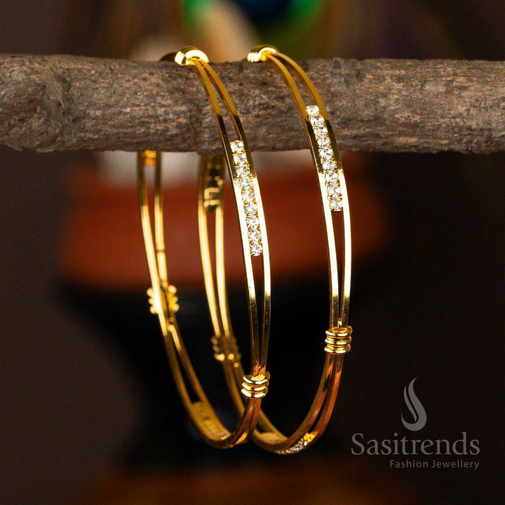 One Gram Micro Gold Plated Attractive White Stone Bangles Sasitrends Online Shopping