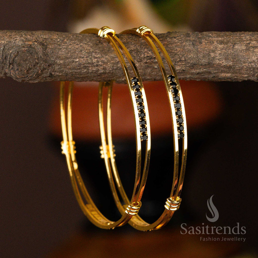 Traditional Micro Gold Plated Guaranteed Black Stone Studded Bangles Sasitrends Online Shopping