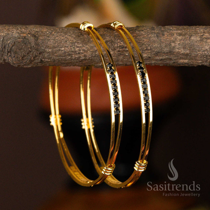 Attractive Micro Gold Plated Para Stones Studded Bangles -Perfect For All Occasions