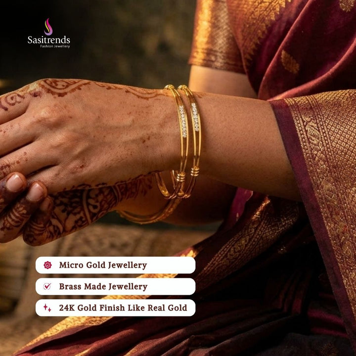 Guaranteed Micro gold plated stone bangles model image - Sasitrends