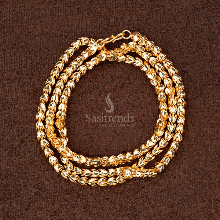 Micro Gold Plated Four-Sided Heart Chain with Secure Clasp – Look Like Real Gold - Sasitrends