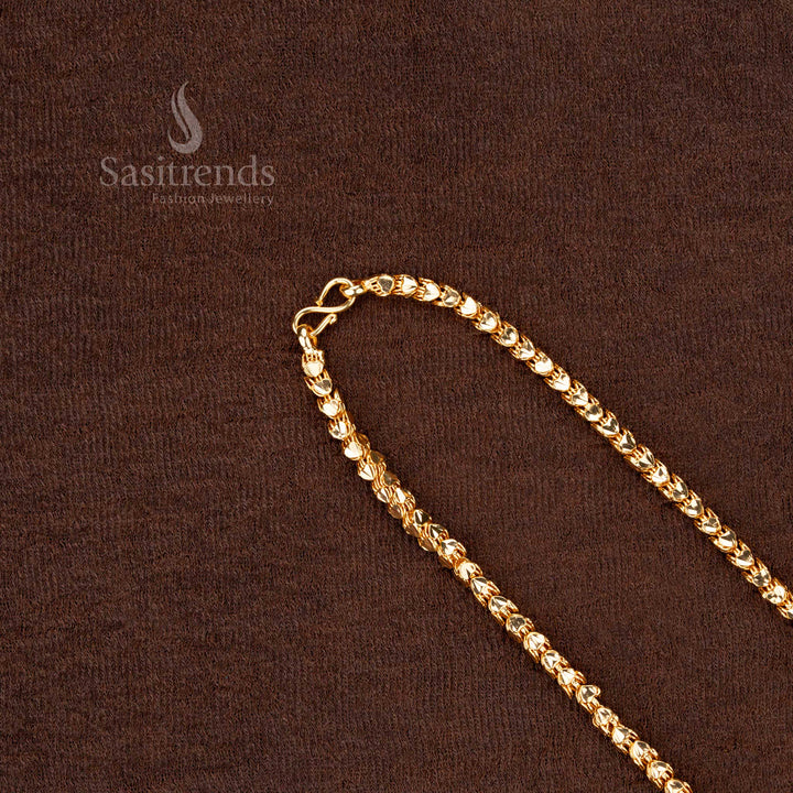 Traditional Four-Sided Heart Gold Plated Chain – Perfect for Temple & Festive Wear - Sasitrends