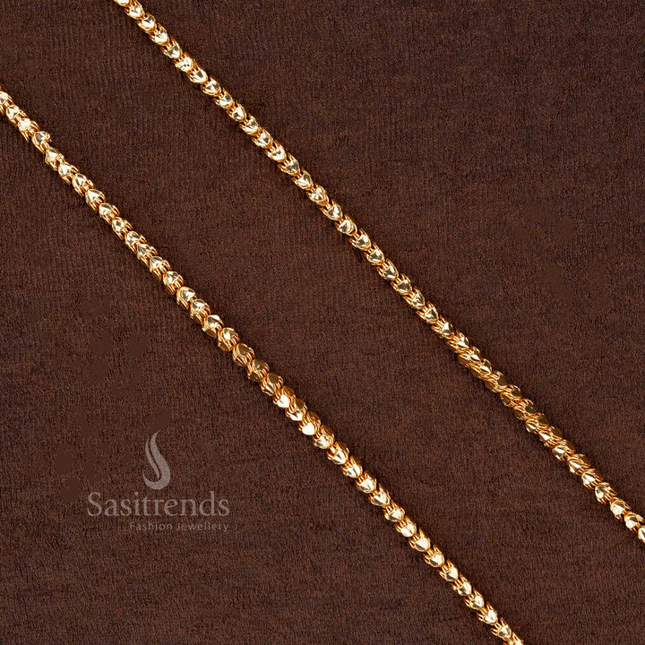 Traditional Four-Sided Heart Gold Plated Chain – Perfect for Temple & Festive Wear