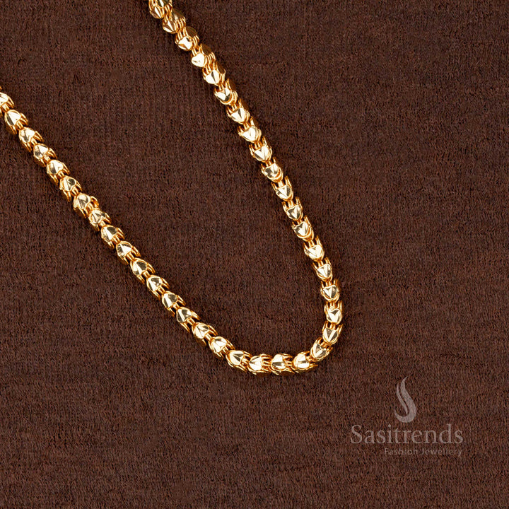 Traditional Four-Sided Heart Gold Plated Chain – Perfect for Temple & Festive Wear - Sasitrends