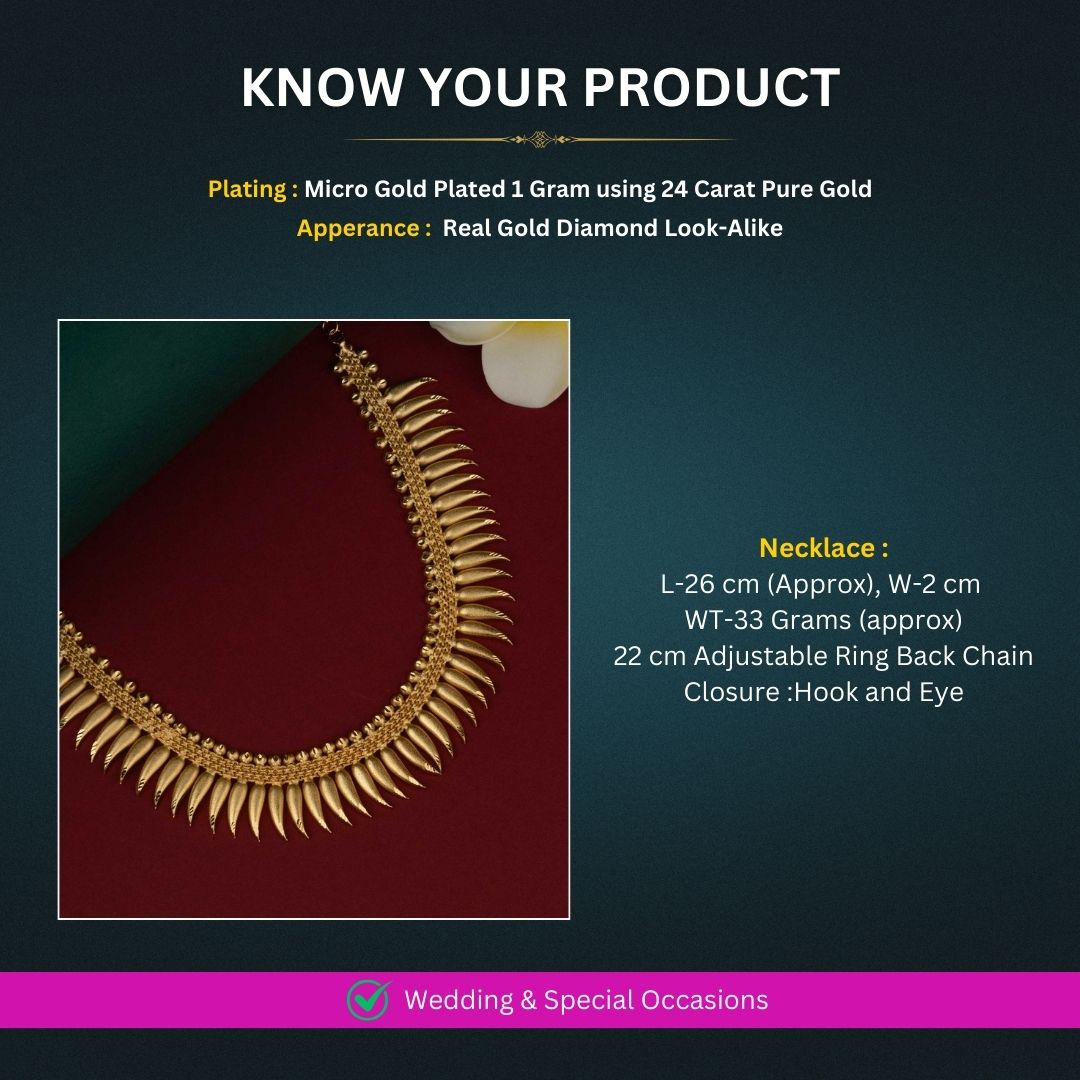 Sasitrends - Traditional Kerala Pattern Micro Gold Plated Necklace