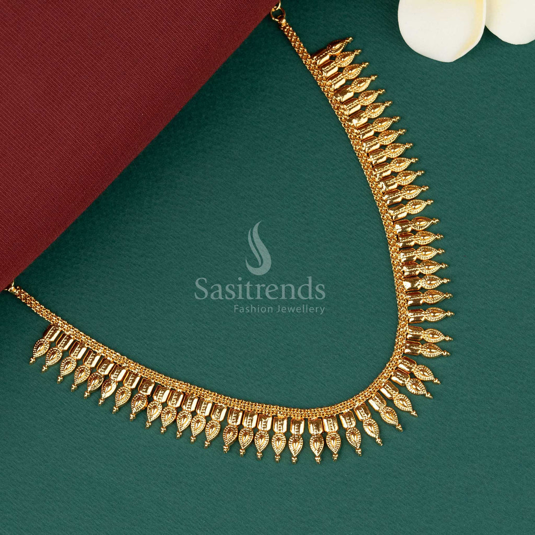 one gram micro gold plated kerala leaf necklace - sasitrends