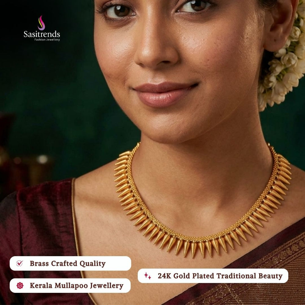 Guaranteed Micro gold plated kerala style mullapoo necklace model image - Sasitrends