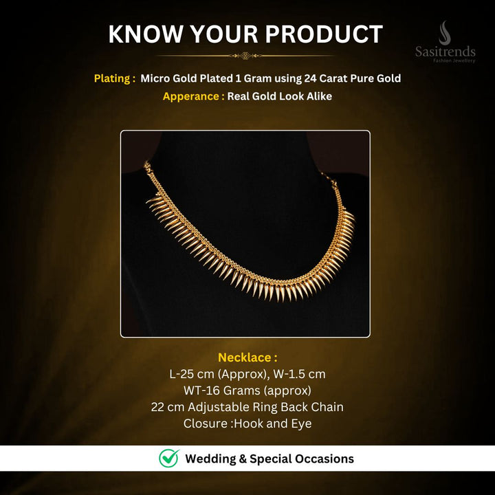Micro Gold Plated Necklace Measurement Image - Sasitrends
