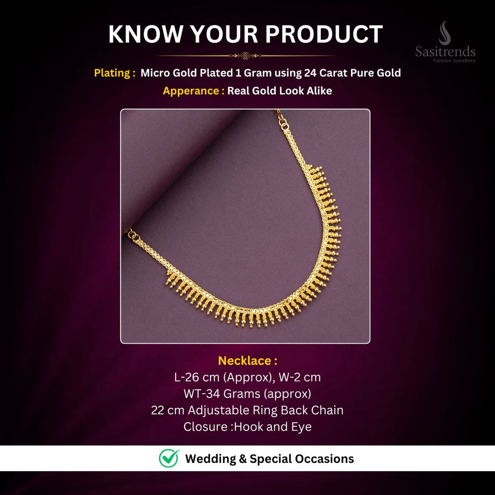 Micro Gold Plated Necklace Measurement Image - Sasitrends