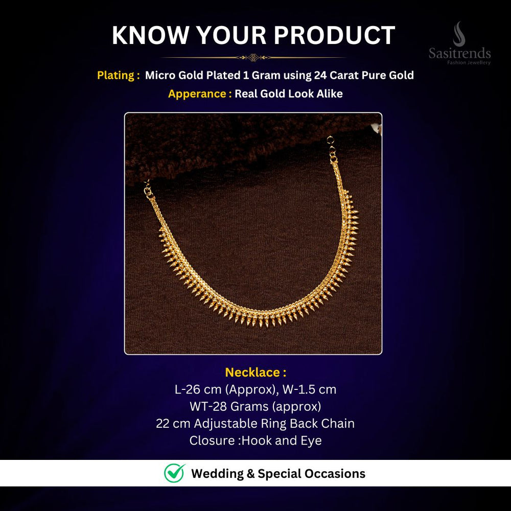 Micro Gold Plated Necklace Measurement Image - Sasitrends