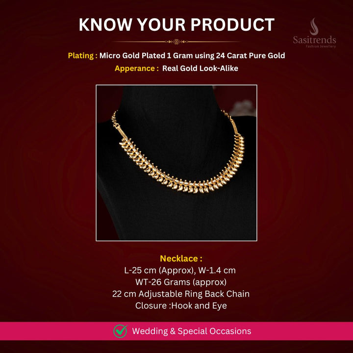 Micro Gold Plated Necklace Measurement Image - Sasitrends
