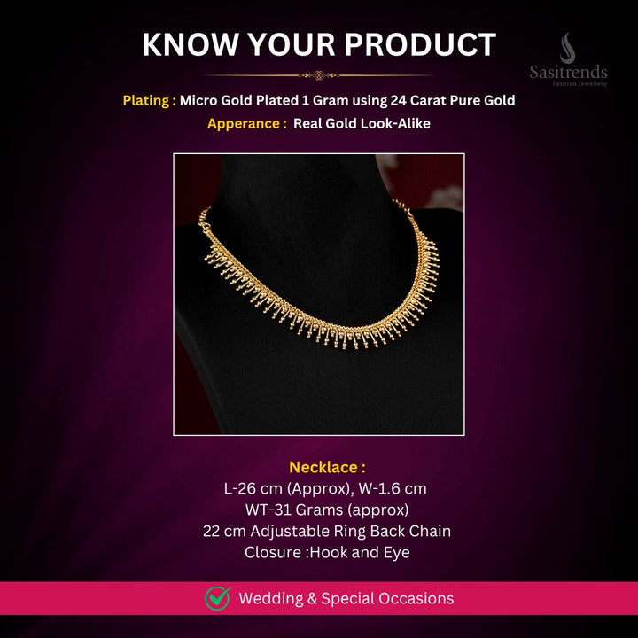 Micro Gold Plated Necklace Measurement Image - Sasitrends