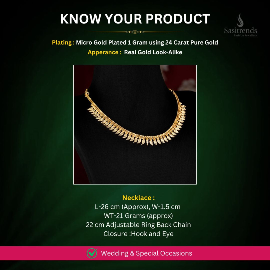 Micro Gold Plated Necklace Measurement Image - Sasitrends
