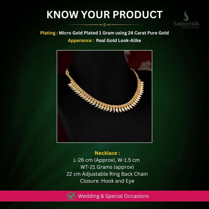 Micro Gold Plated Necklace Measurement Image - Sasitrends