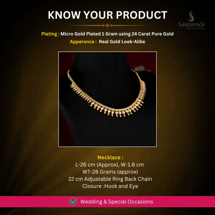 Micro Gold Plated Necklace Measurement Image - Sasitrends