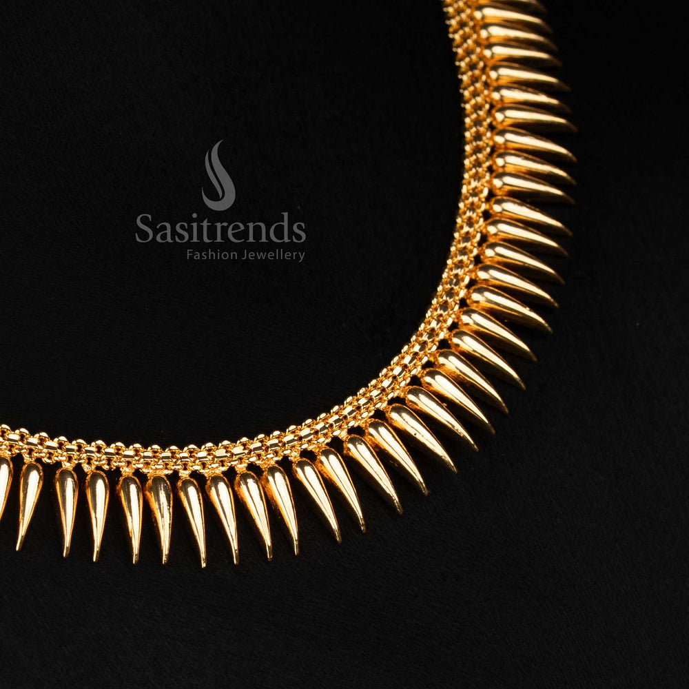 tempel traditional wear 24k micro gold plated mullapoo necklace , Look like real gold- Sasitrends, Onam jewellery