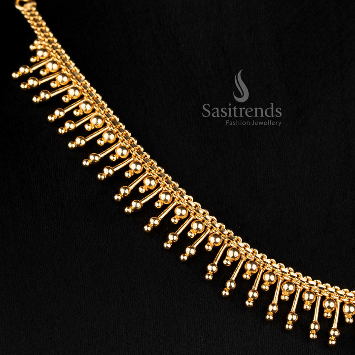 Graceful Micro Gold Plated Jasmine Flower Buds Necklace for Women – Traditional, Temple & Festive Wear | Sasitrends 