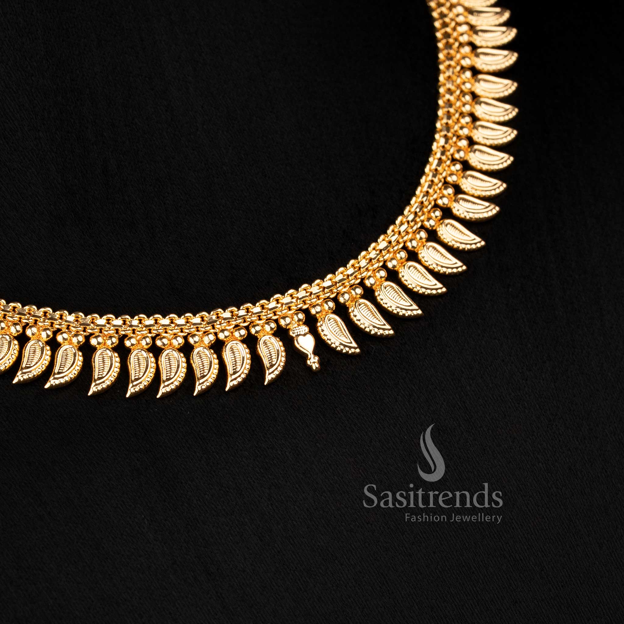 One gram gold mango betel leaves necklace - sasitrends 
