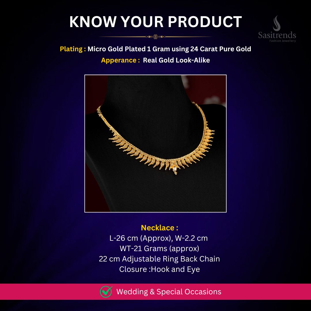 Micro Gold Plated Necklace Measurement Image - Sasitrends