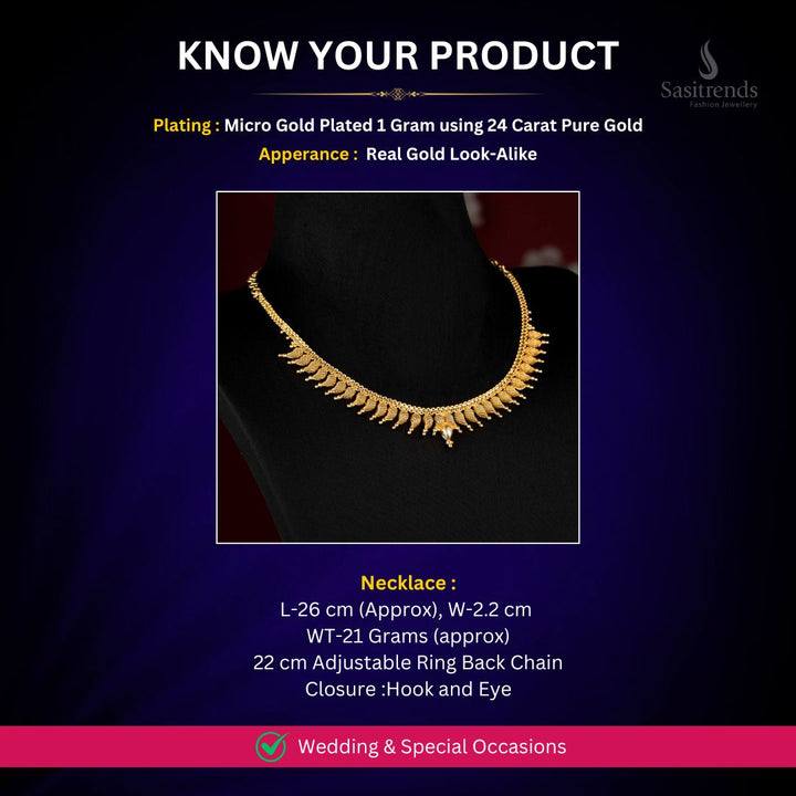 Micro Gold Plated Necklace Measurement Image - Sasitrends