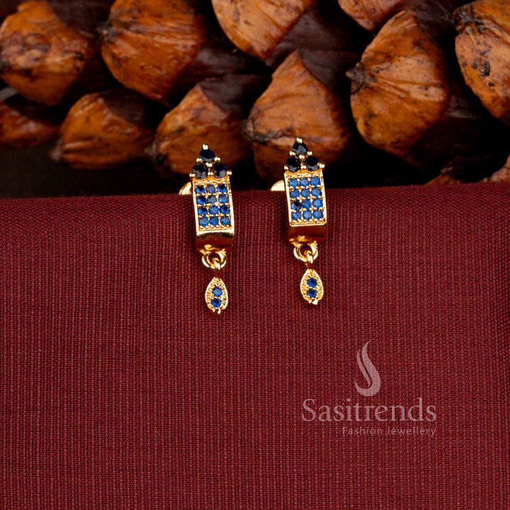 Micro Gold Plated American Diamond Regal Cascade Drop Earrings with Elegant Teardrop Accent - Sasitrends