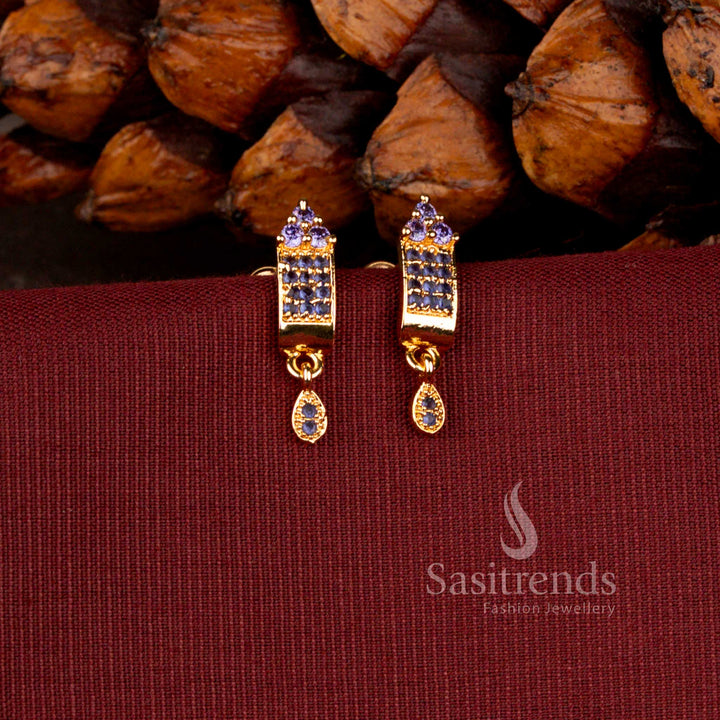 Micro Gold Plated American Diamond Regal Cascade Drop Earrings with Elegant Teardrop Accent - Sasitrends
