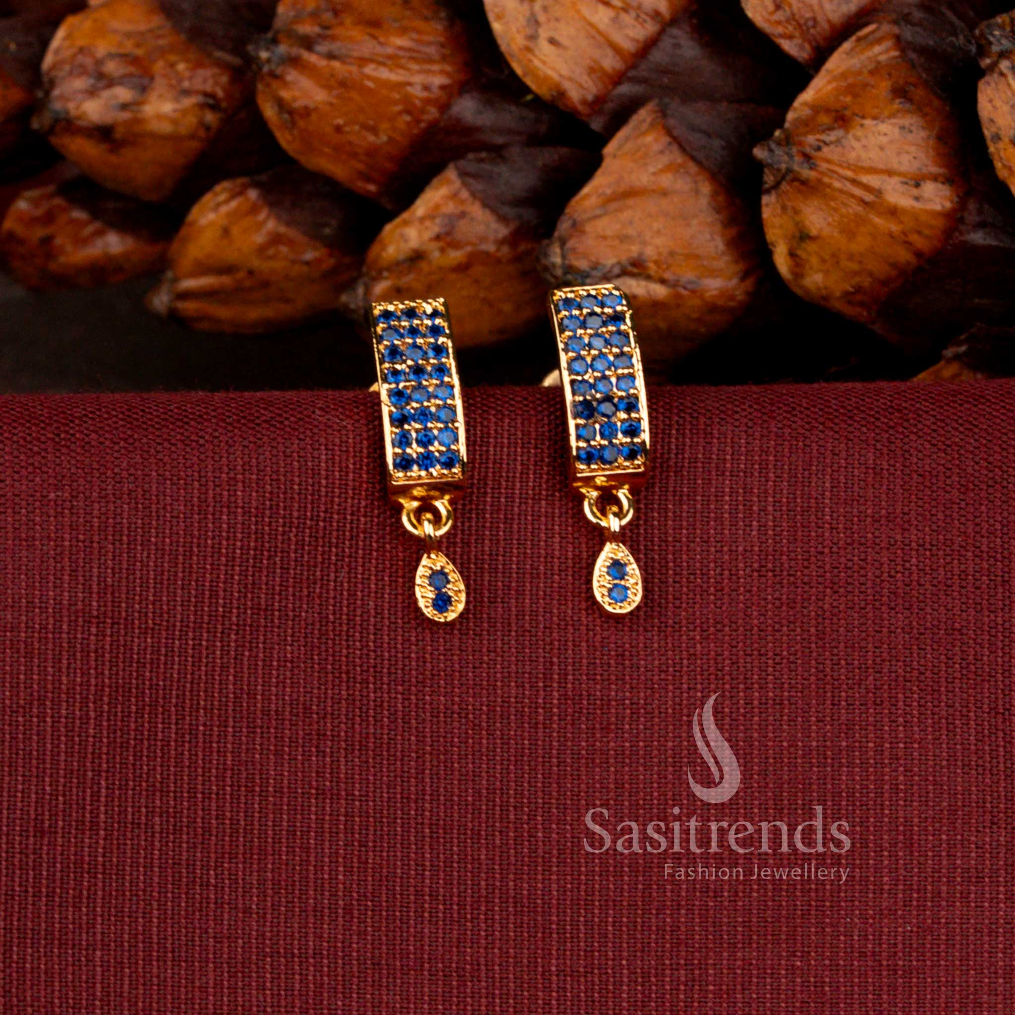 Elegant American Diamond Rectangular Bar Design Earrings for Traditional and Daily Wear - Sasitrend