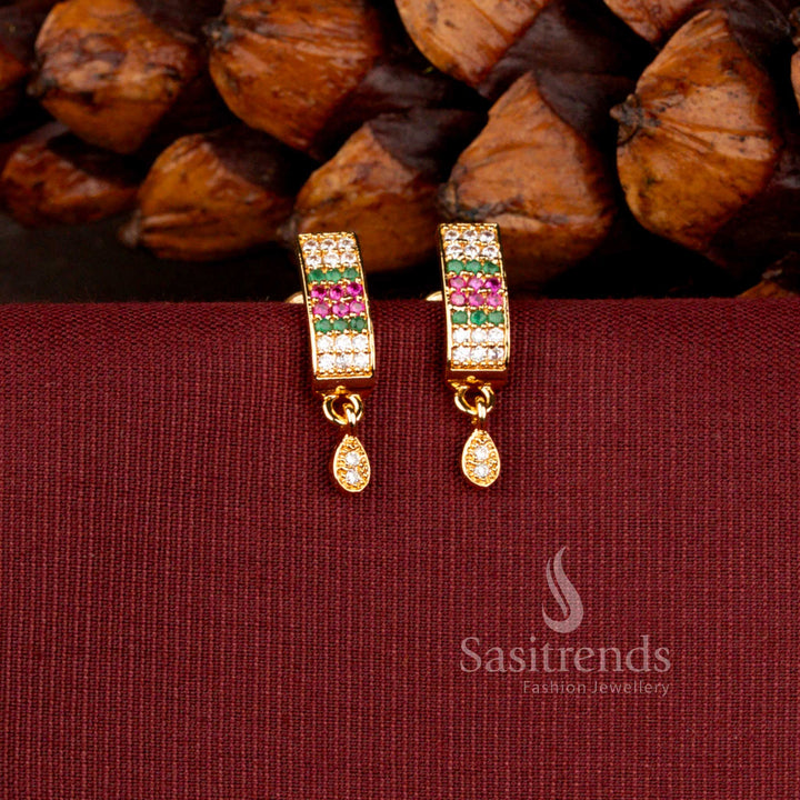 Elegant American Diamond Rectangular Bar Design Earrings for Traditional and Daily Wear - Sasitrend