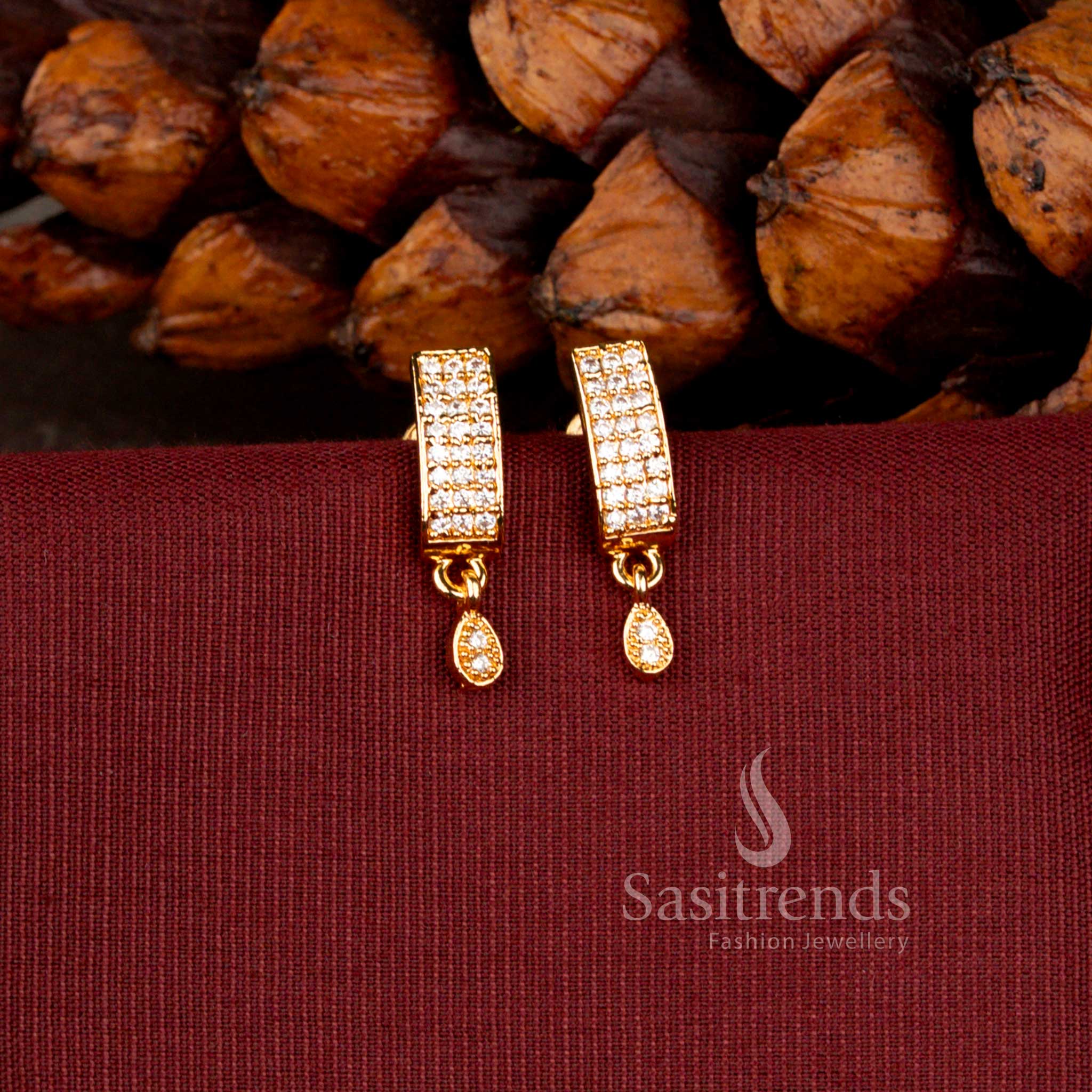 Elegant American Diamond Rectangular Bar Design Earrings for Traditional and Daily Wear - Sasitrends