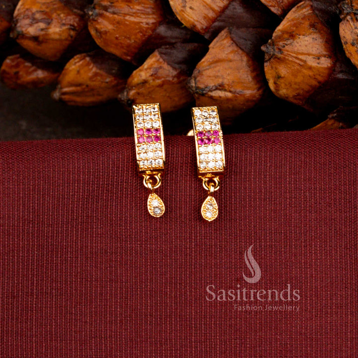 Elegant American Diamond Rectangular Bar Design Earrings for Traditional and Daily Wear - Sasitrends