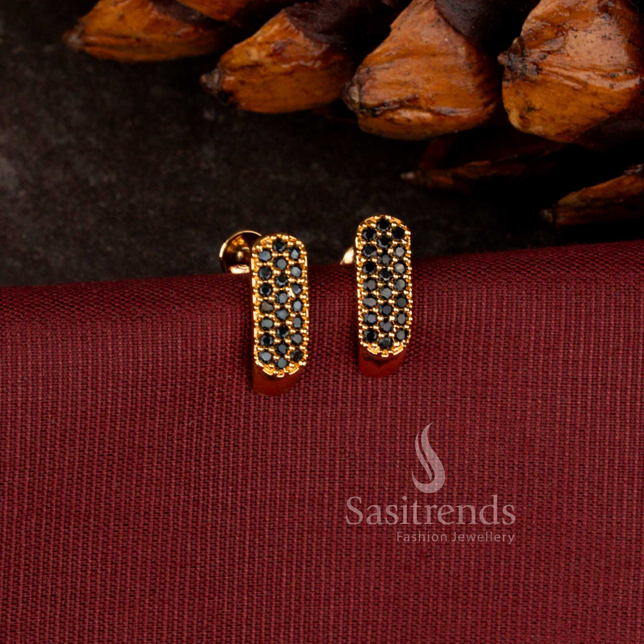 Elegant Micro Gold Plated Stone Studded Capsule Stud Earrings for Daily Wear - Sasitrends