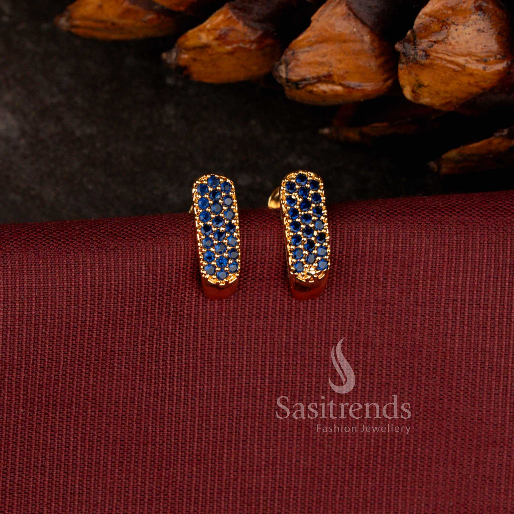 Elegant Micro Gold Plated Stone Studded Capsule Stud Earrings for Daily Wear - Sasitrends