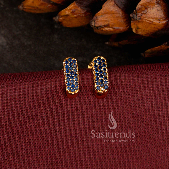 Elegant Micro Gold Plated Stone Studded Capsule Stud Earrings for Daily Wear - Sasitrends