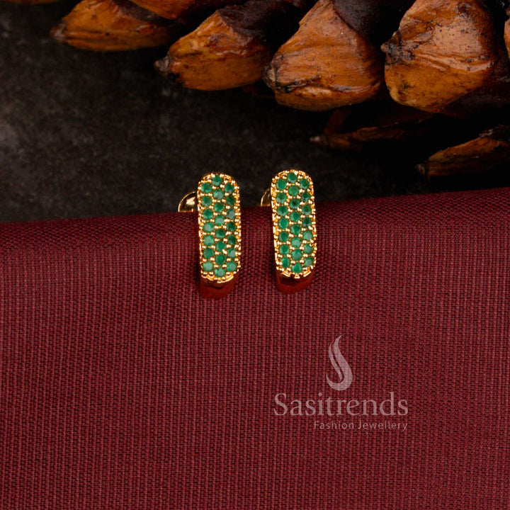 Elegant Micro Gold Plated Stone Studded Capsule Stud Earrings for Daily Wear - Sasitrends