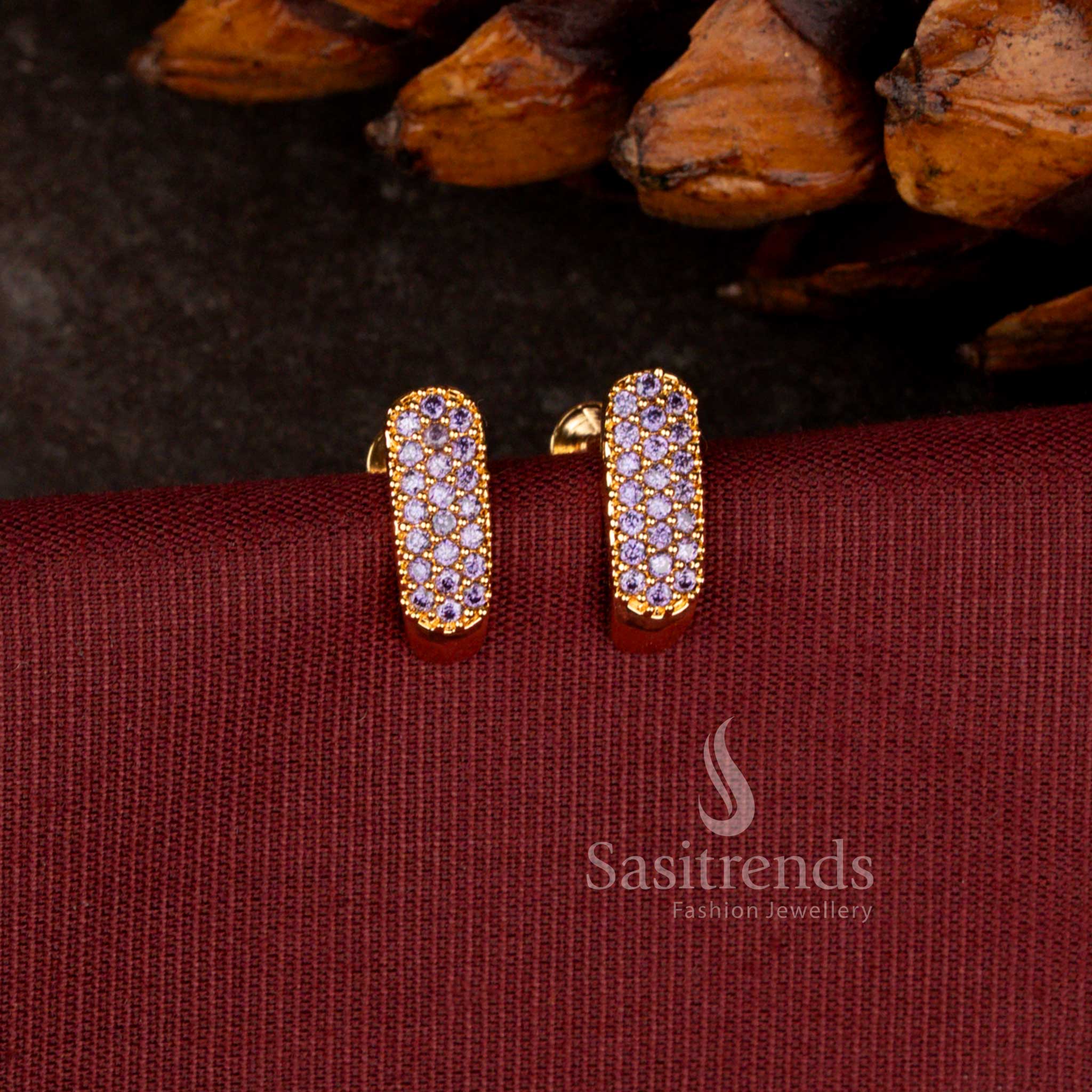 Elegant Micro Gold Plated Stone Studded Capsule Stud Earrings for Daily Wear - Sasitrends