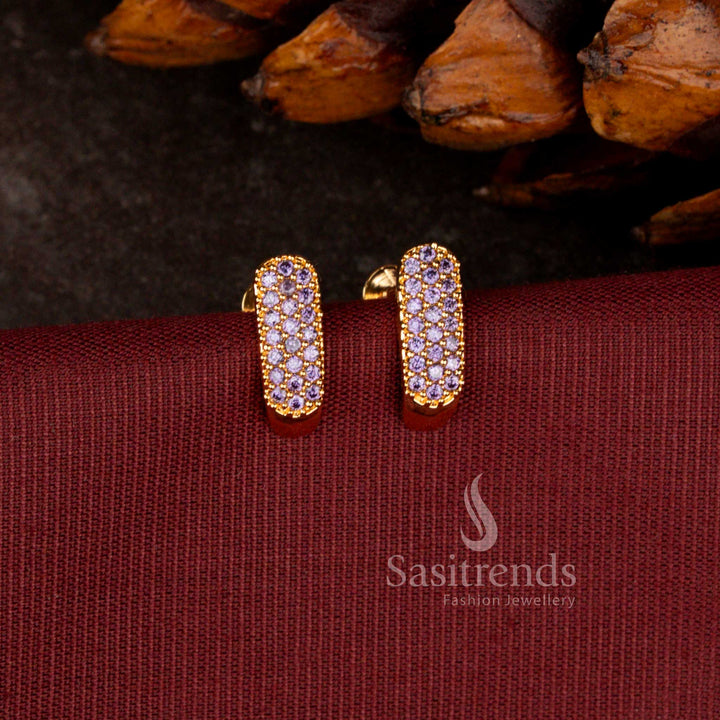 Elegant Micro Gold Plated Stone Studded Capsule Stud Earrings for Daily Wear - Sasitrends