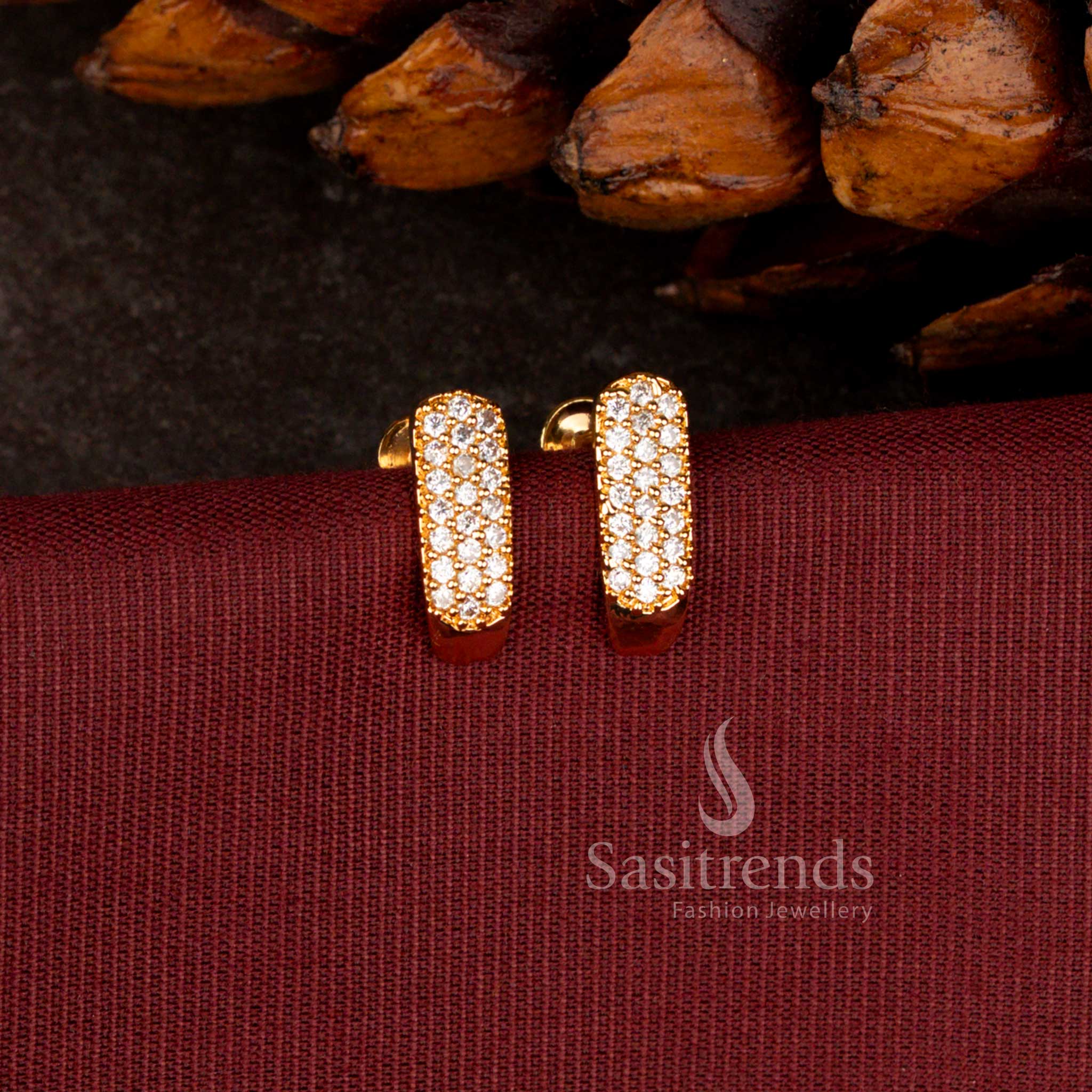 Elegant Micro Gold Plated Stone Studded Capsule Stud Earrings for Daily Wear - Sasitrends