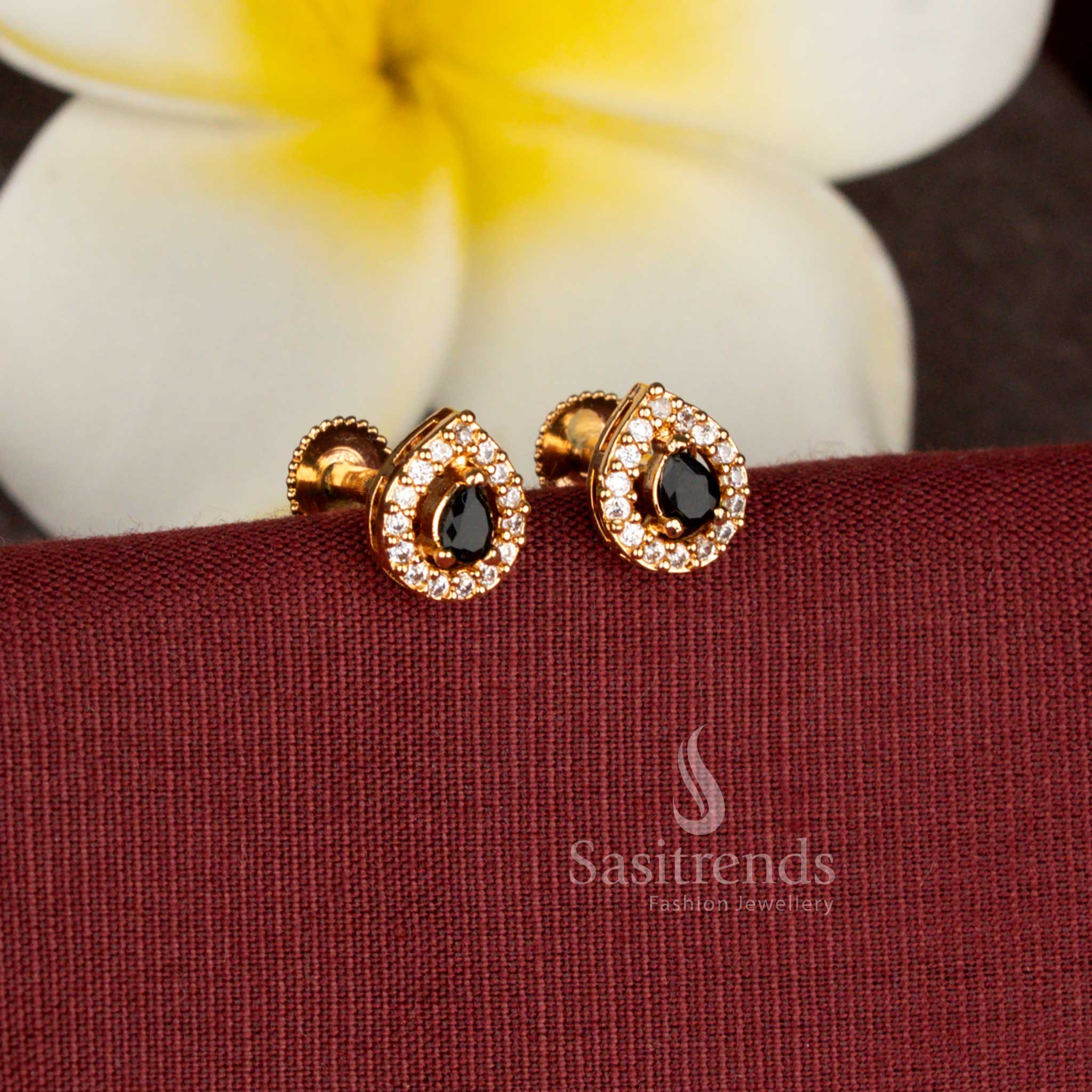 Elegant pear shape American Diamond stud earrings that look like real gold - Sasitrends