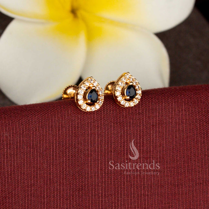 Elegant pear shape American Diamond stud earrings that look like real gold - Sasitrends