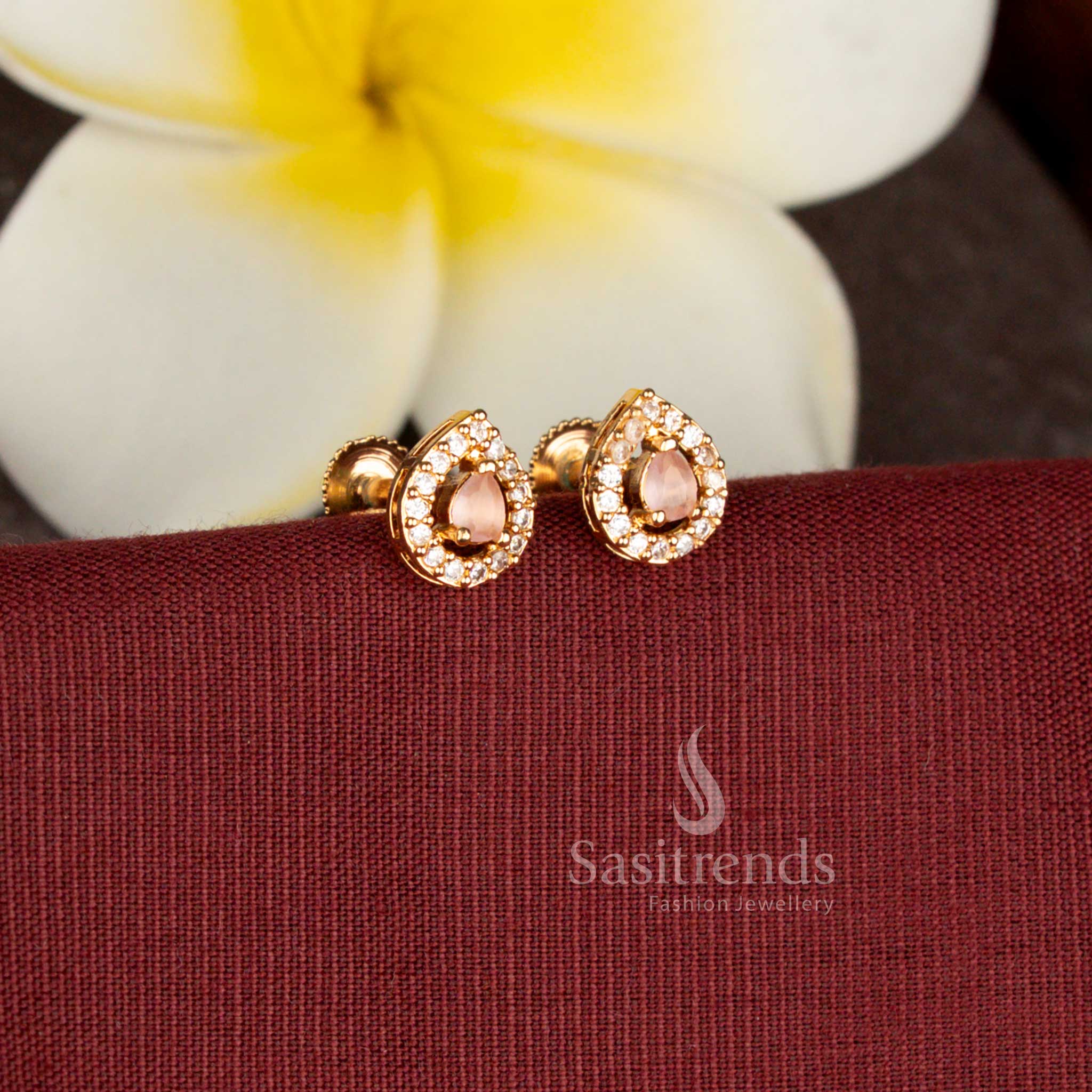 Beautiful pear shape American Diamond stud earrings with elegant craftsmanship - Sasitrends